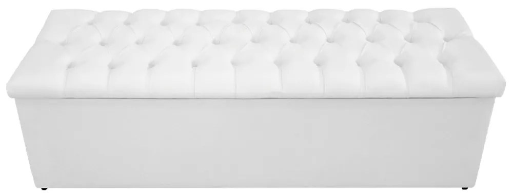 Recamier Baú Estofada Mel 195 cm King Size Com Capitonê Suede Branco - ADJ Decor