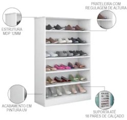 Kit 4 Armários Sapateira Multiuso Bell Z39 Branco - Mpozenato