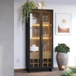 Conjunto Sala de Jantar Cristaleira Tijuca e Buffet Vicky C05 Preto Fo