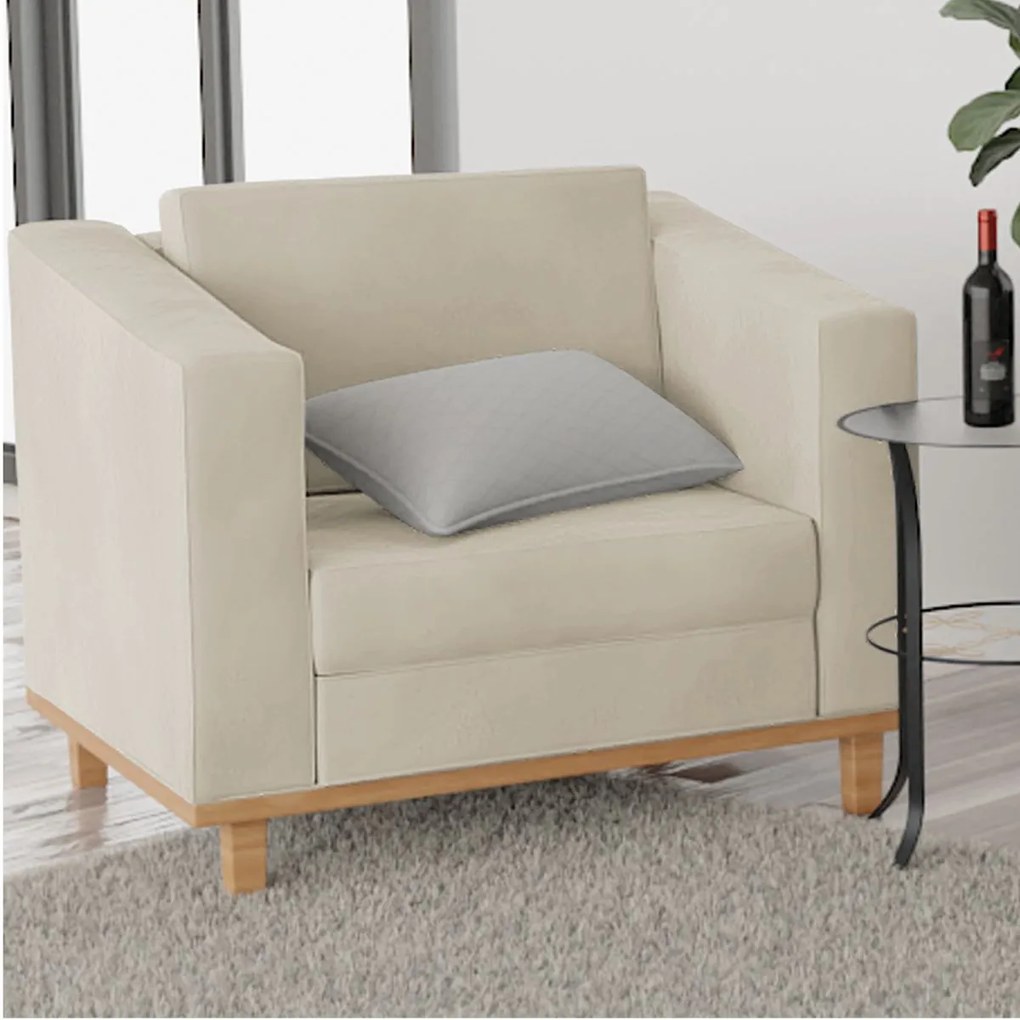 Poltrona Decorativa Europa Suede Bege ADJ Decor