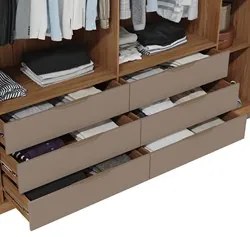 Guarda Roupa Casal Com 4 Espelhos 6 Portas Martin C01 Buriti/Fendi - M
