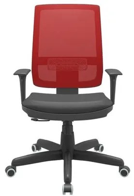 Cadeira Office Brizza Tela Vermelha Assento Vinil Preto RelaxPlax Base Standard 120cm - 63863 Sun House