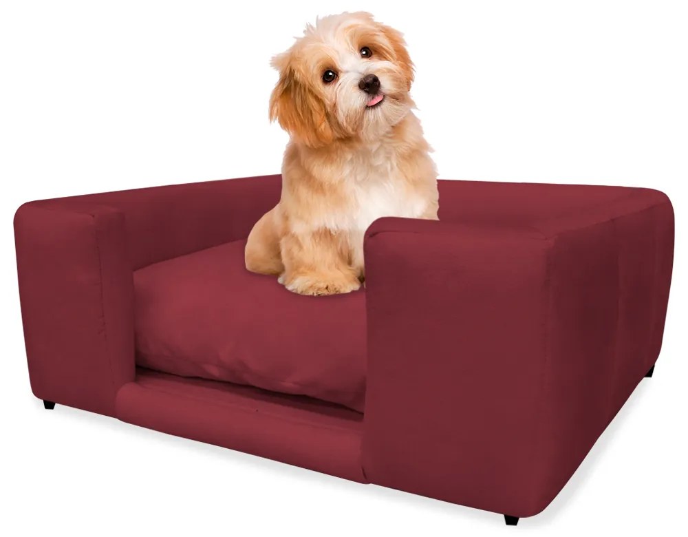 Caminha Cão Cama Pet Lili P/ Cães e Gatos Almofada Lavável Suede Cores - Bordô