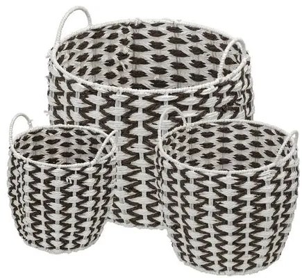 Kit 3 Cestos Nashik em Fibra Natural Seagrass Branco e Marrom - 69658 Sun House