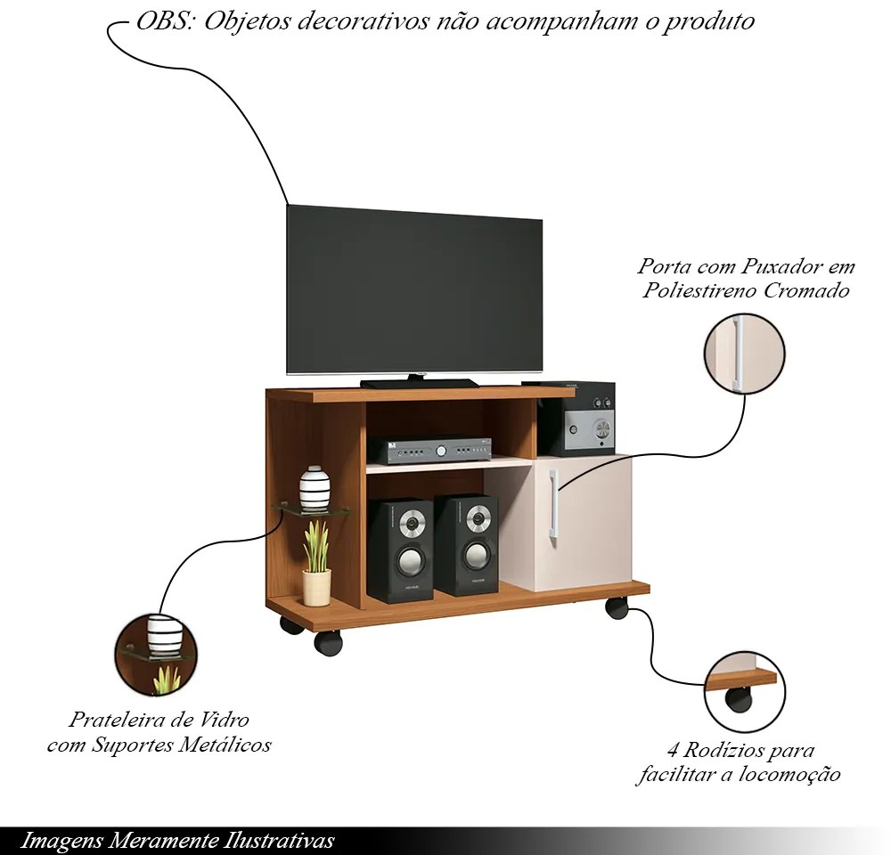 Rack Decorativo Compacto Frodo TV até 26 Pol Cinamomo/Off White G26 - Gran Belo