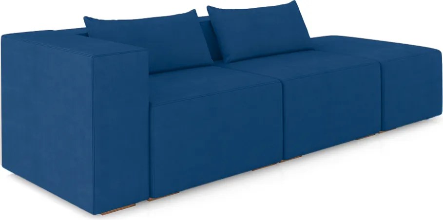 Sofá Versátil Sala de Estar Atlanta 318cm Modulado Veludo Azul G52 - Gran Belo