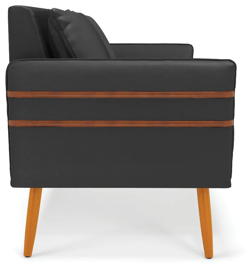 Namoradeira 02 Lugares Mari Corino Preto Pés Palito Castanho - D'Rossi