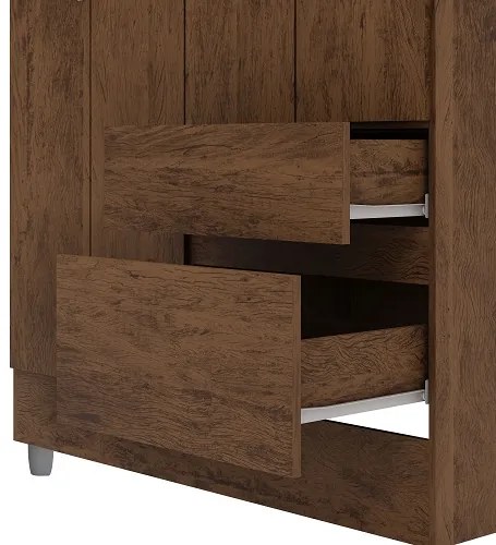 Guarda Roupa Ideal 4 Portas Plus Imbuia Rústico - Vila Rica Móveis