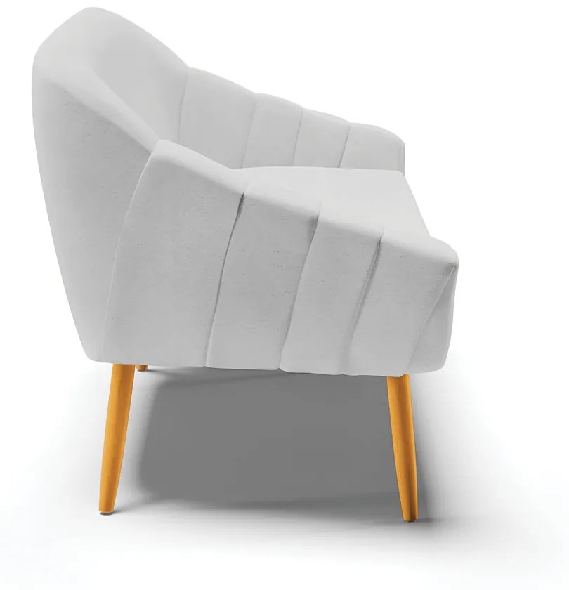 Namoradeira 02 Lugares Giovana Linho Pés Palito Castanho - Indo Decorar - A05 Cinza