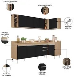 Armário de Cozinha Modulado de Canto Esquerdo 5 Peças CP53 Balcão com
