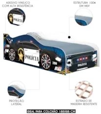 Cama Solteiro Infantil Baixa Para Colchão 188x88cm Policial K06 - Mpoz