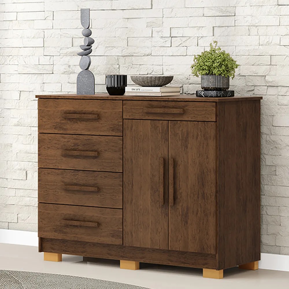 Cômoda Quarto 122cm com 2 Portas Sapateira Vitória V01 - D'Rossi - Imbuia