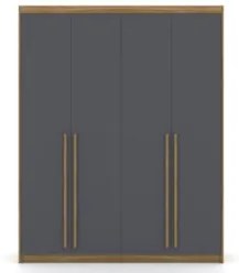 Guarda Roupa Solteiro 4 Portas 183cm Dubai Nature/Alasca     - Vila Ri