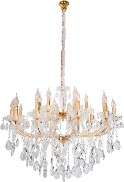 Lustre Cristal K9 Metal Dourado Ø95cm Castle