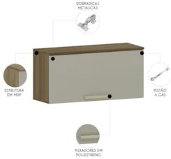 Armário de Cozinha 80cm Com 1 Porta Nádia Mocca/Avelã L01 - Mpozenato