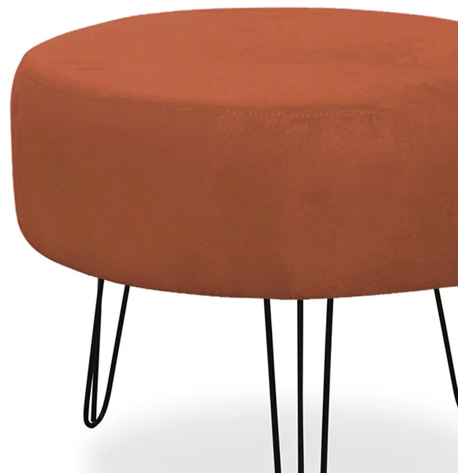 Puff Redondo para Sala Chloe Suede Telha