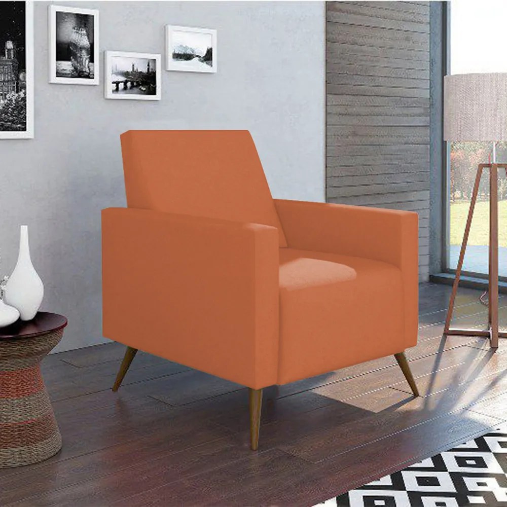 Poltrona Decorativa Amamentação Gabi Pé Palito Suede Telha