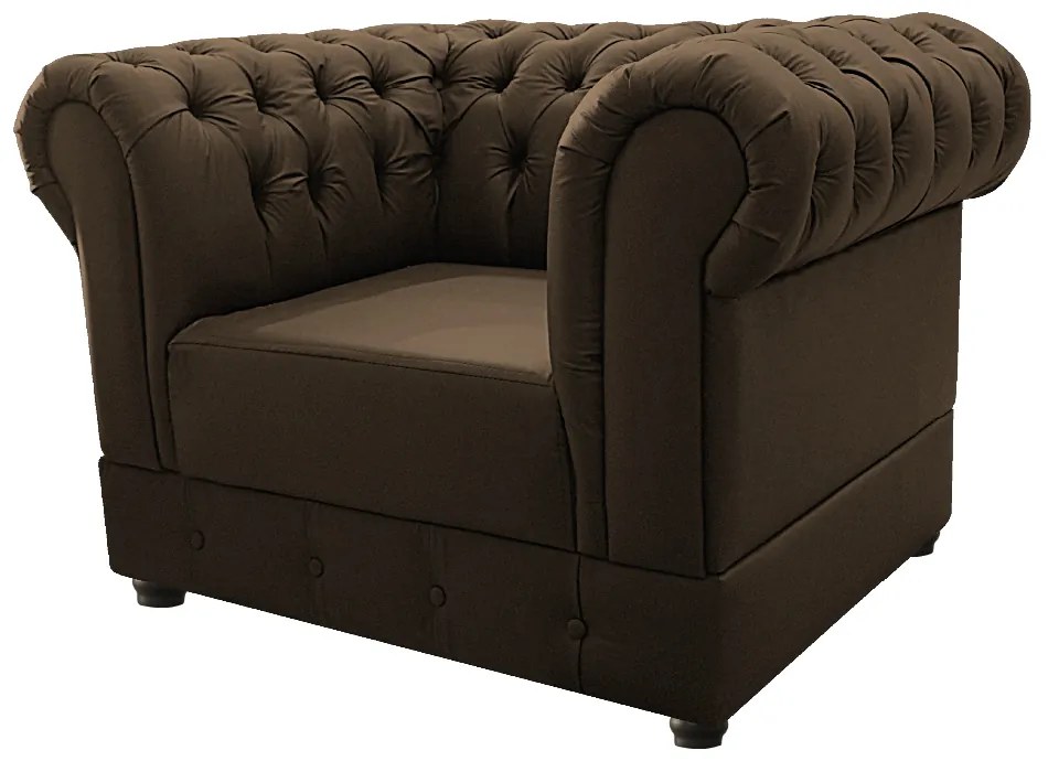 Kit Poltrona e Namoradeira Chesterfield Ana Suede Marrom - ADJ Decor