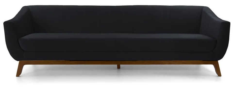 Sofá 3 Lugares Odeon D07 230cm Base Madeira Veludo Preto - D'Rossi