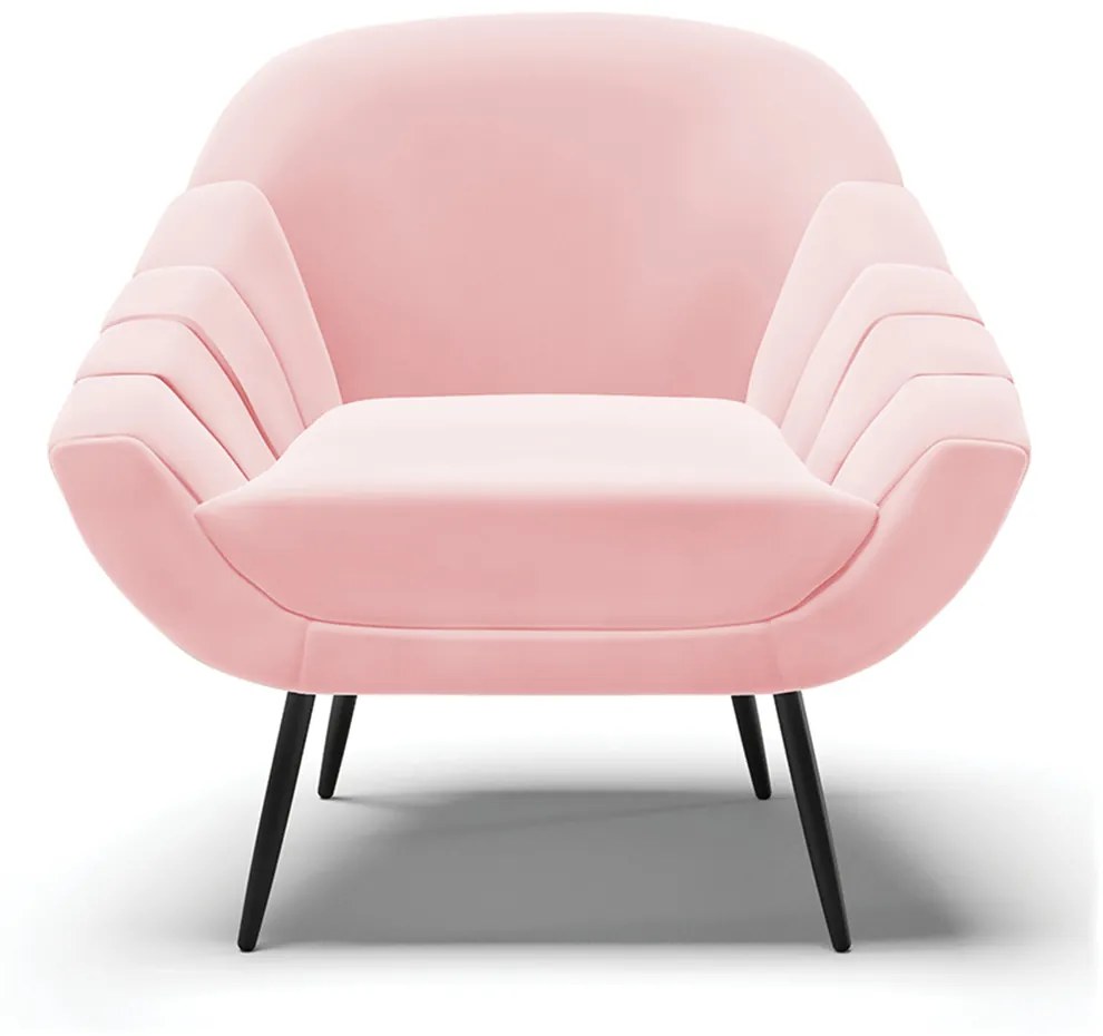 Kit 01 Namoradeira 02 Lugares e 02 Poltronas Giovana Suede Rosa Bebê Pés Palito De Ferro - D'Rossi