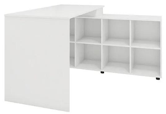 Mesa de Escritório L Escrivaninha Diretor 8 Nichos Branca