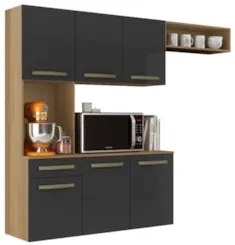 Armário de Cozinha Compacta 160cm Lora Atacama/Grafite A15 - Mpozenato