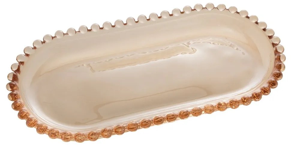 Travessa Cristal Oval Pearl Âmbar 24x12x2cm 28408 Wolff