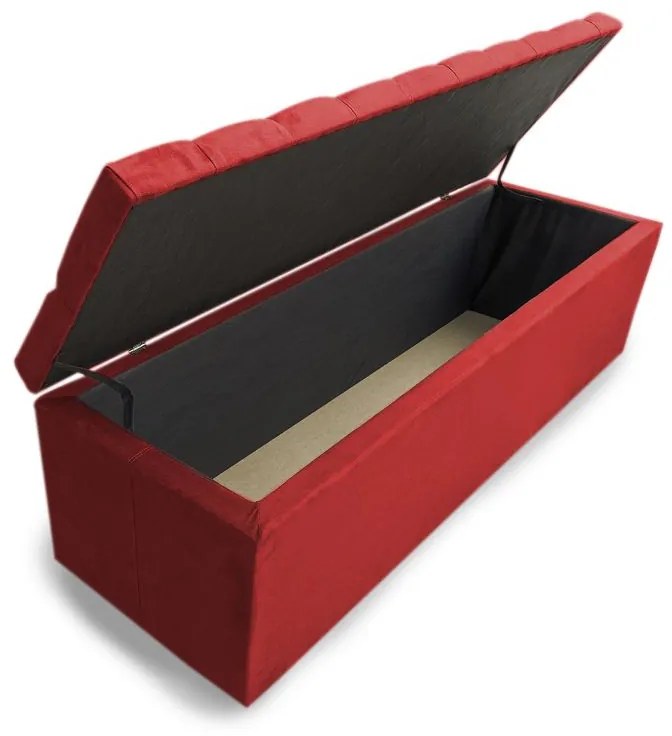 Calçadeira Baú Casal 140cm Nicole Capitonê Suede Vermelho - Sheep Estofados - Vermelho