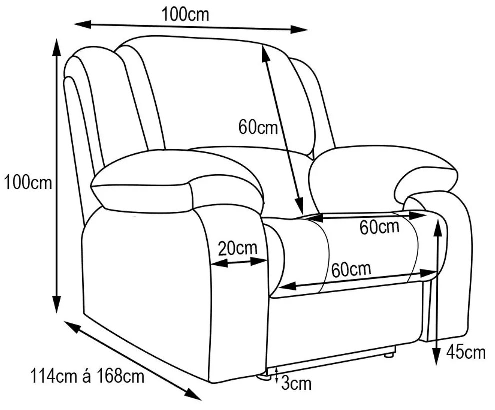 Poltrona do Papai Reclinável Manual Magnum PU Sintético Marrom Fosco G23 - Gran Belo