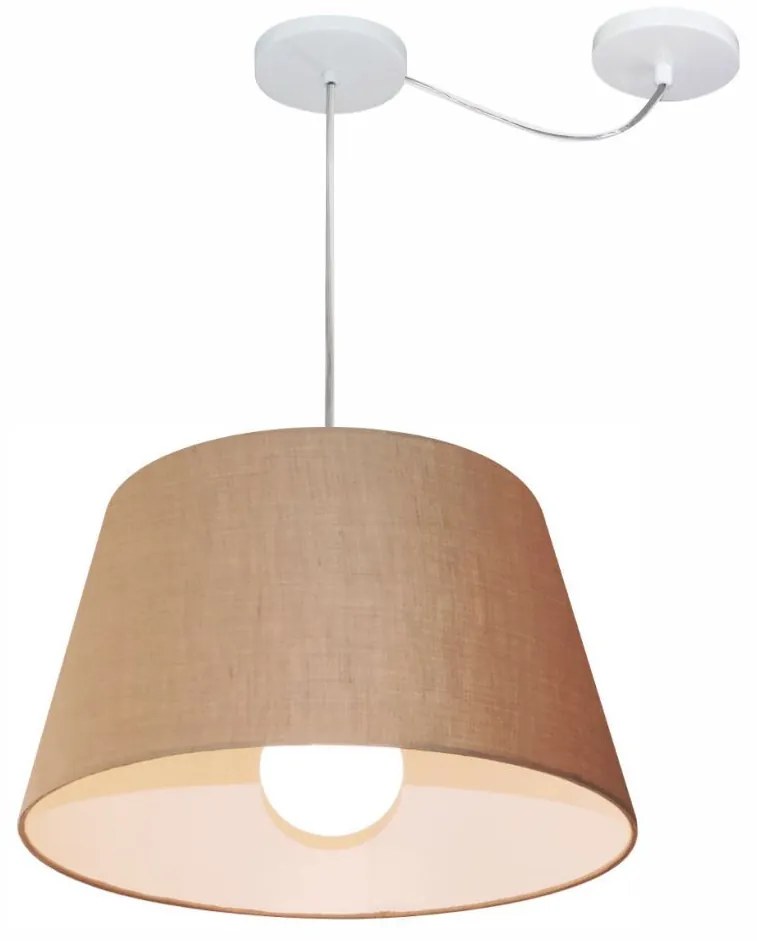 Lustre Pendente Cone Com Desvio Md-4273 Cúpula  21/30x40cm Palha - Bivolt