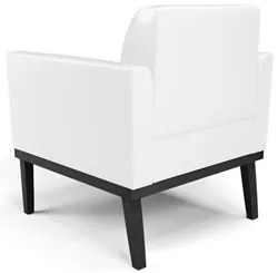 Sofá Namoradeira e 2 Poltronas Base Madeira Preto Maressa Sintético PU