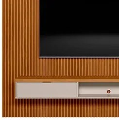 Painel Ripado para TV 75 Pol. com Bancada 258cm Prime Plus L06 Nature/