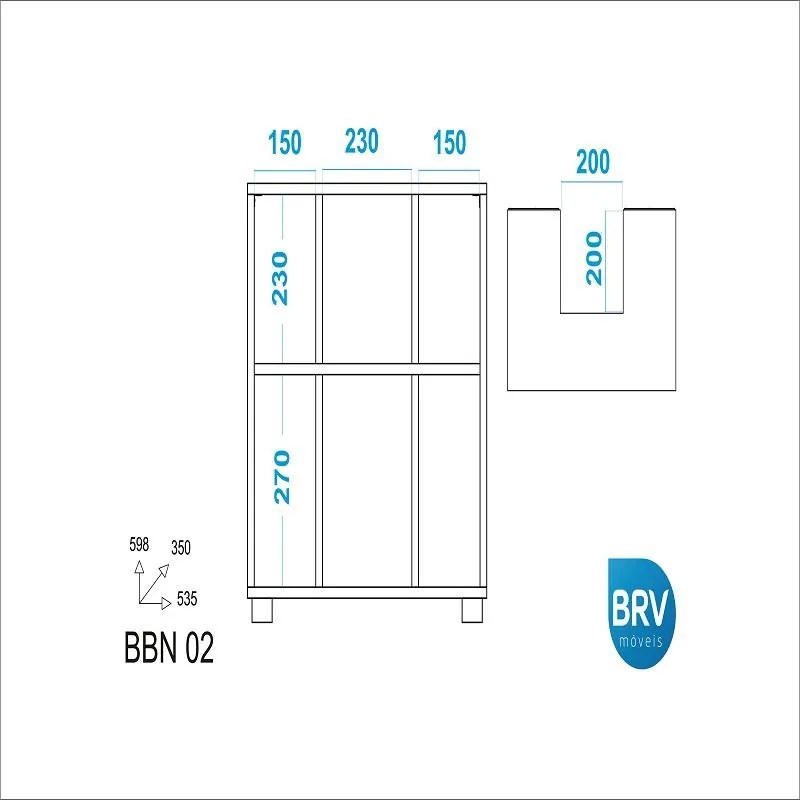 Balcão Para Banheiro 1 Porta 1 Prateleira Bbn 02 - Branco