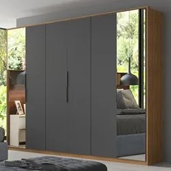 Guarda Roupa Casal 6 Portas 2 Com Espelhos 6 Gavetas Atrice D02 Amendo