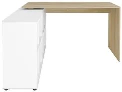 Mesa Escrivaninha em L Eron e Estante Livreiro 90x187cm Lean A06 Branc