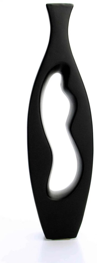 Vaso Decorativo Em Cerâmica Vasado Preto 39,5x12 Cm - D'Rossi