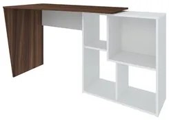 Kit 2 Mesas Escrivaninha 2 em 1 com Nichos Arbo A06 Ipê/Branco - Mpoze