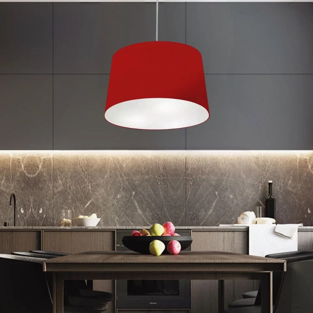 Lustre Pendente Cone Md-4156 Cúpula em Tecido 30/45x40cm Bordo - Bivolt