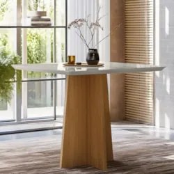 Mesa de Jantar Quadrada 90cm 4 Lugares Zuma Ypê/Off N02     - Mpozenat