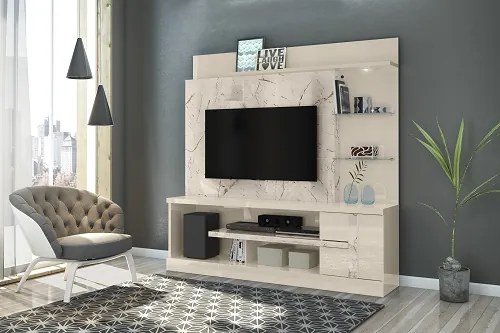 Home Theater Alan Calacata/Off White - Madetec Móveis