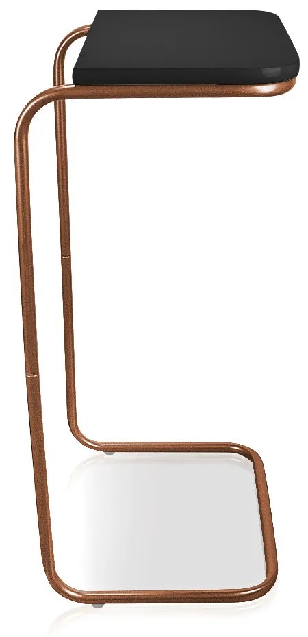 Mesa Lateral Tampo Preto Multiuso para Sofá Base Metálica D'Rossi - Bronze