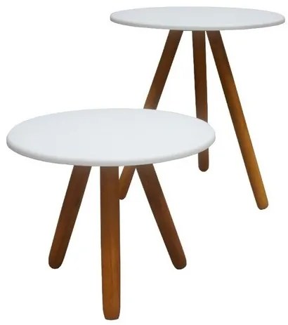 Conjunto Mesinha De Centro De Madeira C/ Mesa Lateral Branco