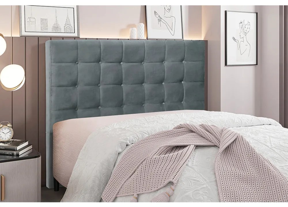Cabeceira Cama Box Queen 160 cm Verona Veludo S04 - D'Rossi - Cinza