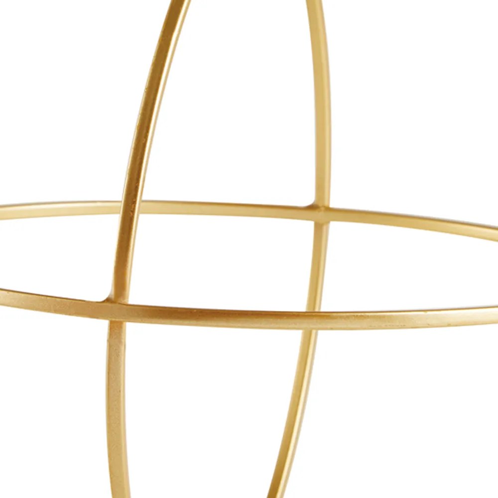Enfeite Esfera Forma Geométrica Vazada em Metal Dourado 24 cm M02 - D'Rossi