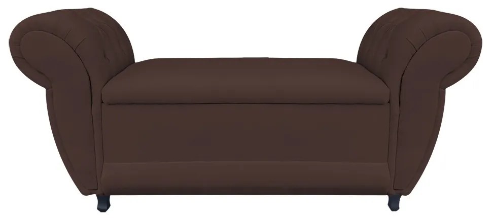 Recamier com Baú Grécia Namoradeira Calçadeira 195 cm  Suede Marrom D'Rossi