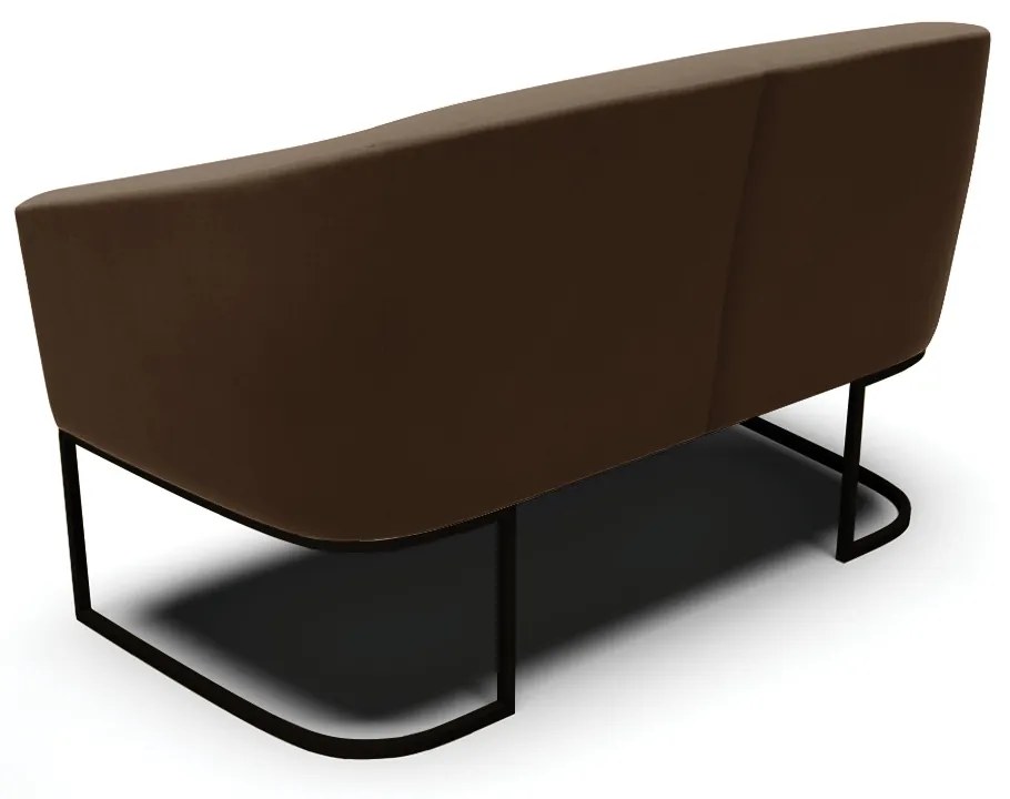 Sofá 2 Lugares Namoradeira Industrial Preto Stella Suede Marrom D03 - D'Rossi