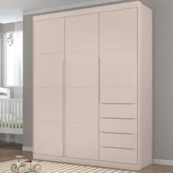 Guarda Roupa Infantil 3 Portas 4 Gavetas Lua Z39 Rose - Mpozenato