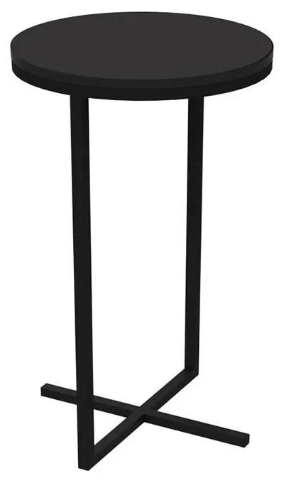 Mesa Lateral Alta Volpi Preto Base Metálica Industrial Preto 56 cm A05 - D'Rossi