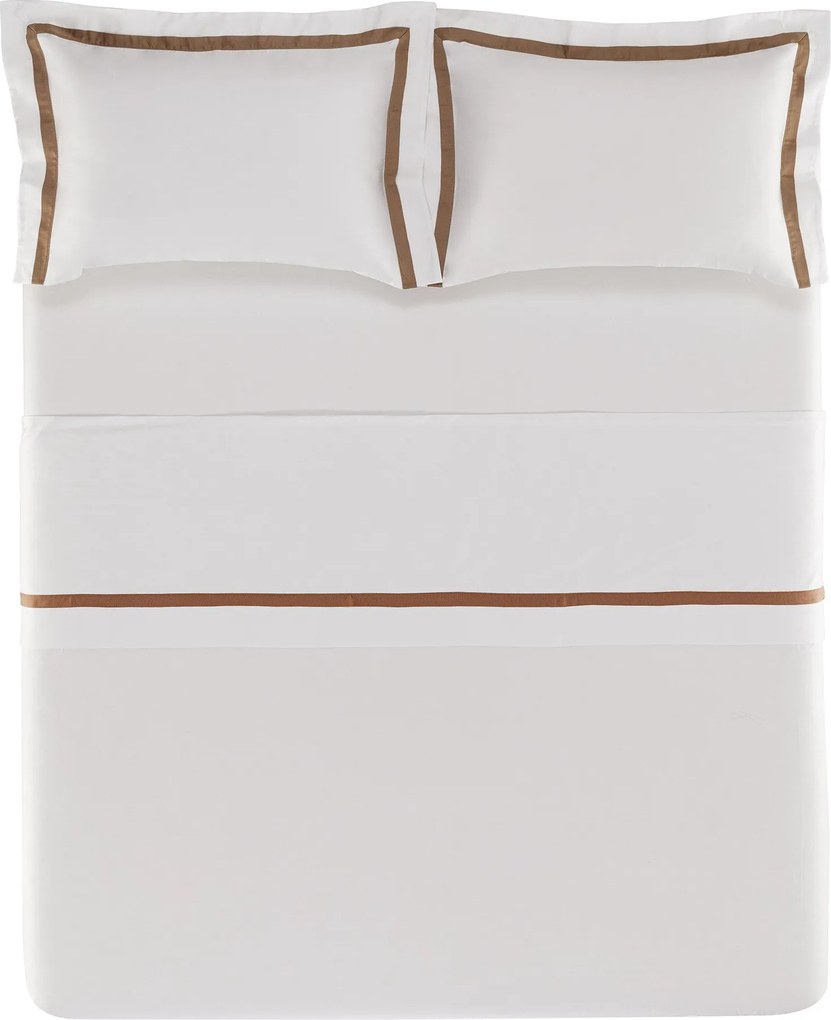 Jogo de Cama Trussardi Cetim 300 Fios Vercelli - Branco e Stelo Queen