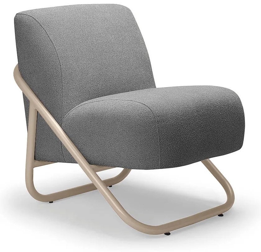 Poltrona Sala Decorativa Industrial Champanhe Martina Bouclê K01 - D'Rossi - Grafite